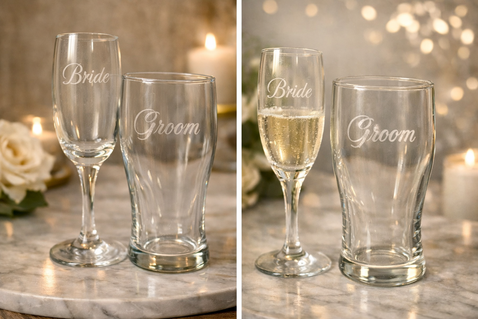 Wedding Party Glasses Etched